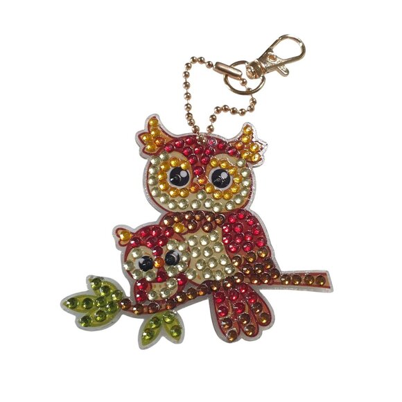 Bling Owl Keychain Bookbag Luggage Charm Sparkly Acrylic Rhinestone Clasp Gift - Picture 3 of 5